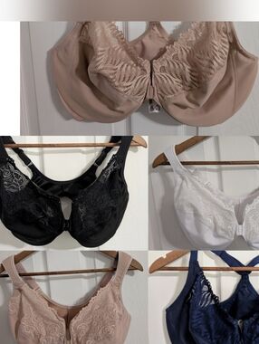 Glamorise Womens Bras Lot Of 5 Size 38G Lace Blue Black White